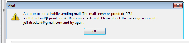 Xác thực SMTP không chính xác