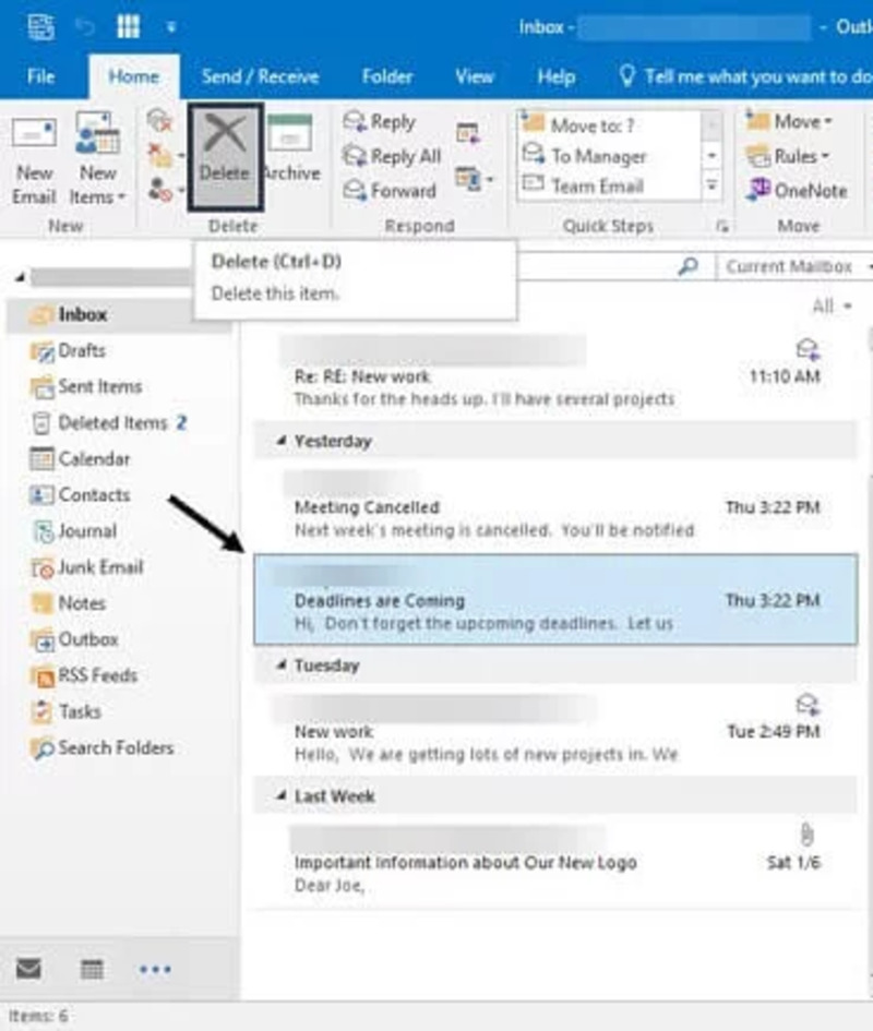 Hướng dẫn cách xóa mail khi Outlook bị đầy